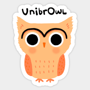 UnibrOwl Funny Cute Owl with Unibrow Sticker